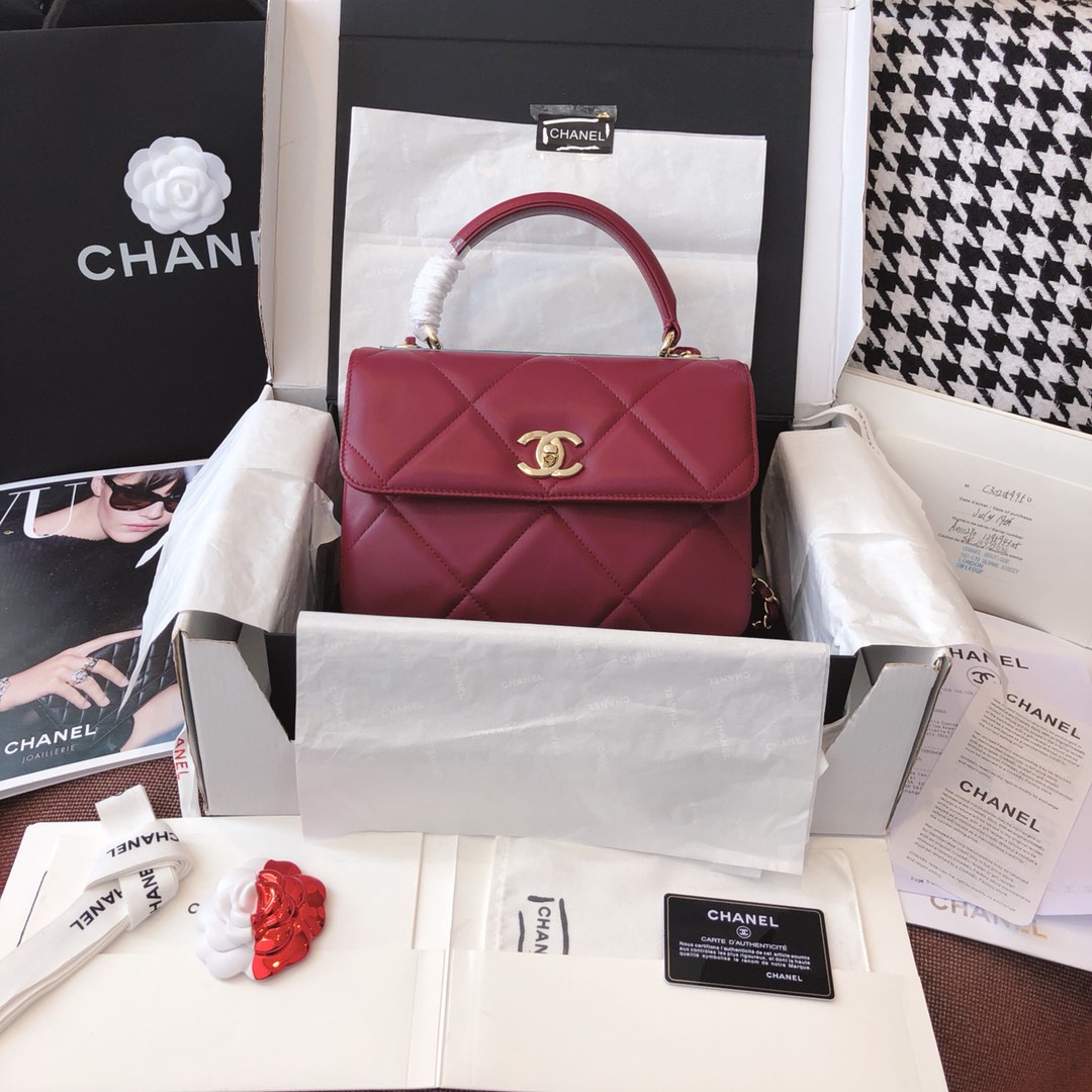 【正品级】 法国进口小羊皮ChanelTrendy CC大格25cm香槟金