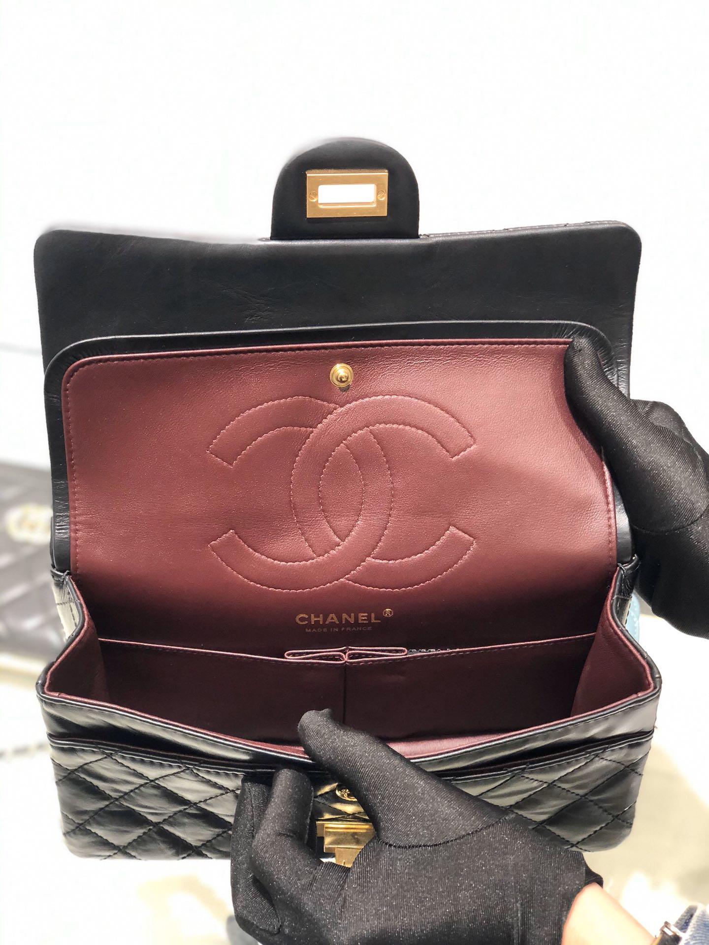  Chanel 香奈儿 正品级《复刻2.55系列》25cm～进口树羔皮～黑色～沙金扣