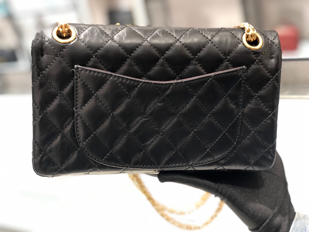  Chanel 香奈儿 正品级《复刻2.55系列》25cm～进口树羔皮～黑色～沙金扣