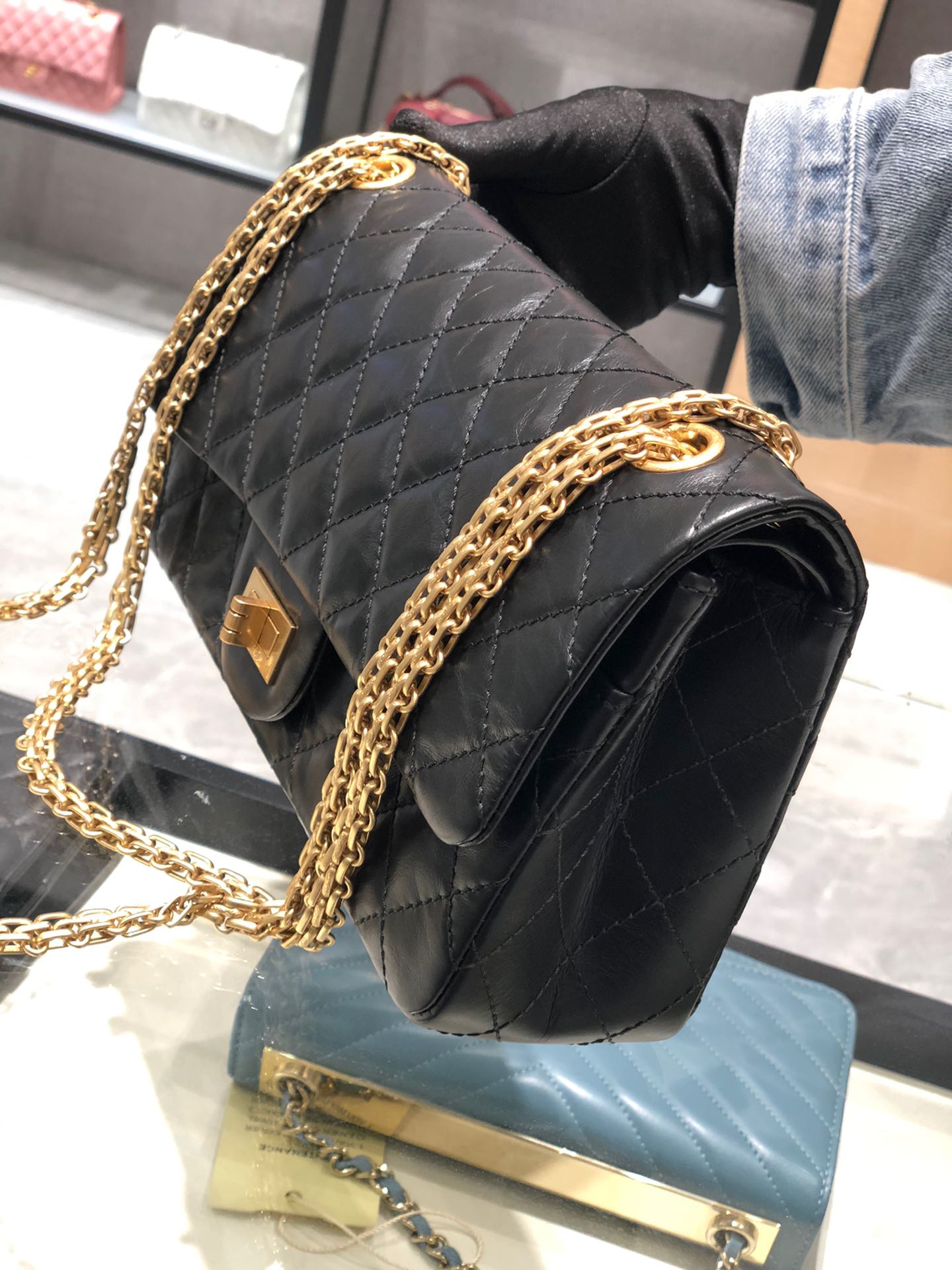  Chanel 香奈儿 正品级《复刻2.55系列》25cm～进口树羔皮～黑色～沙金扣