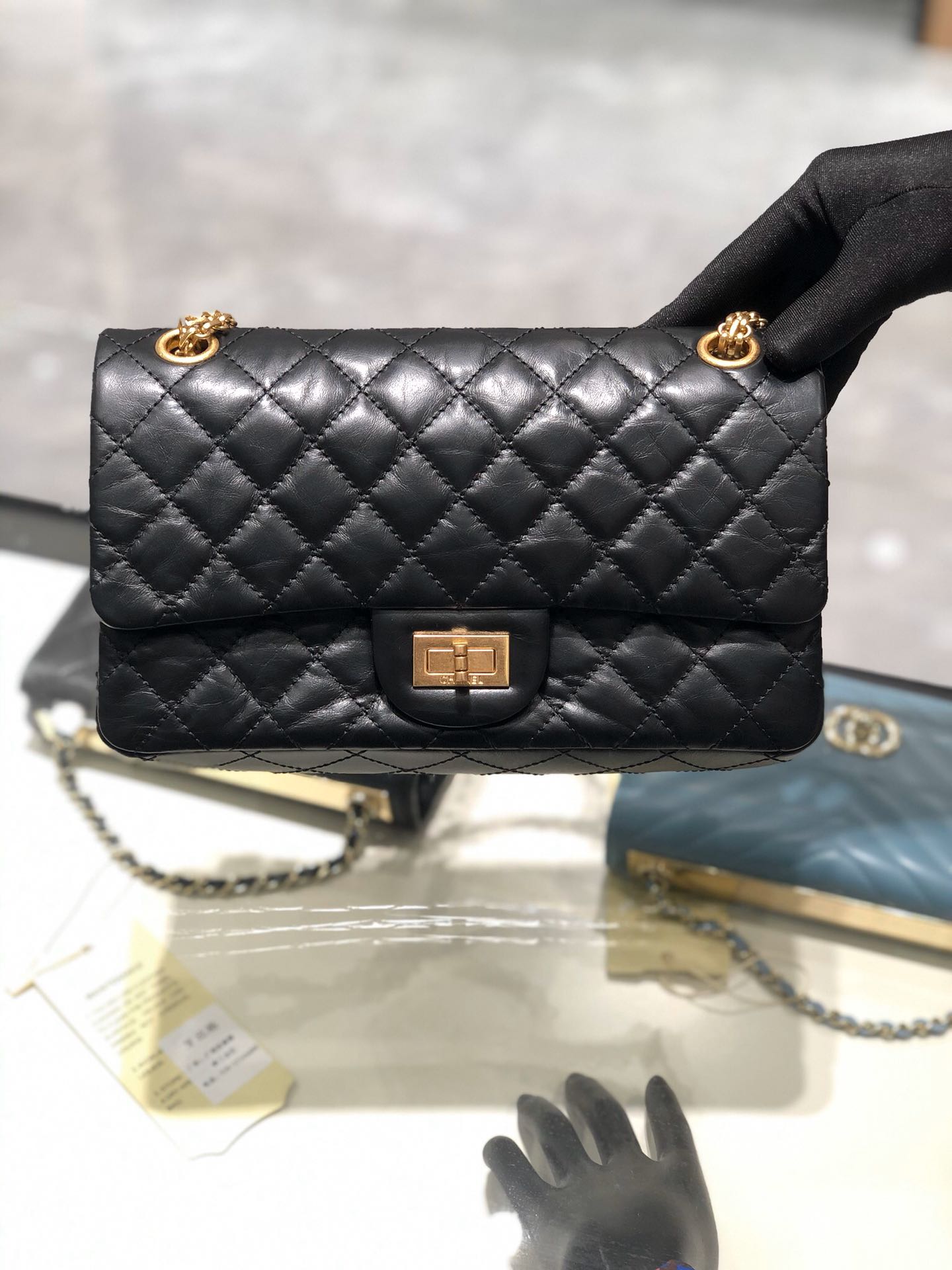  Chanel 香奈儿 正品级《复刻2.55系列》25cm～进口树羔皮～黑色～沙金扣