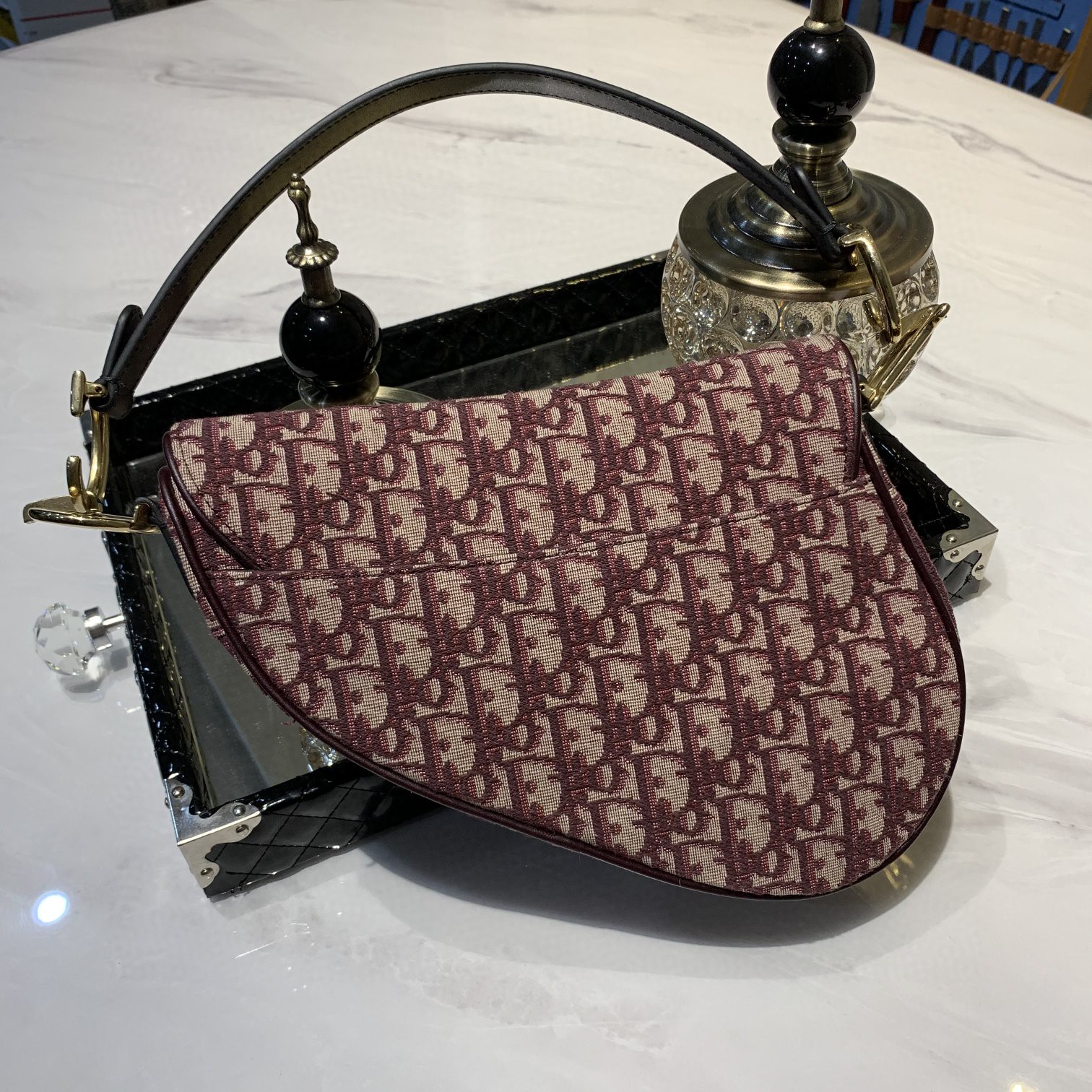 #saddle bag#红色老花马鞍包 大号25.5cm 小号19.5cm