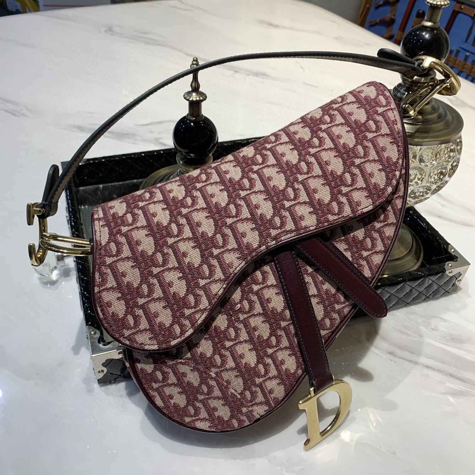 #saddle bag#红色老花马鞍包 大号25.5cm 小号19.5cm